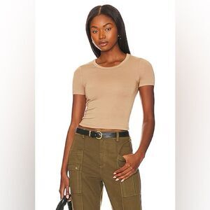 The Range NYC No Bra Club Cropped Crew Top in Tanlines
